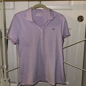 Vineyard Vines Woman’s Polo T shirt. Blue and pink striped
